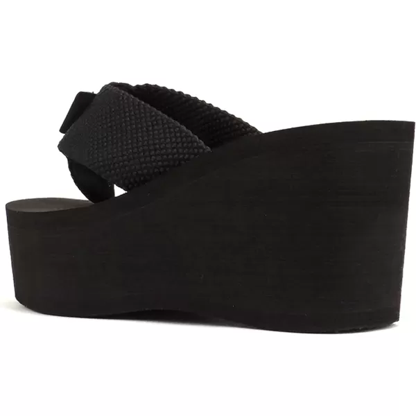 Soda OxleyS Womens EVA Flip Flop Slip on Platform SandalsBlack