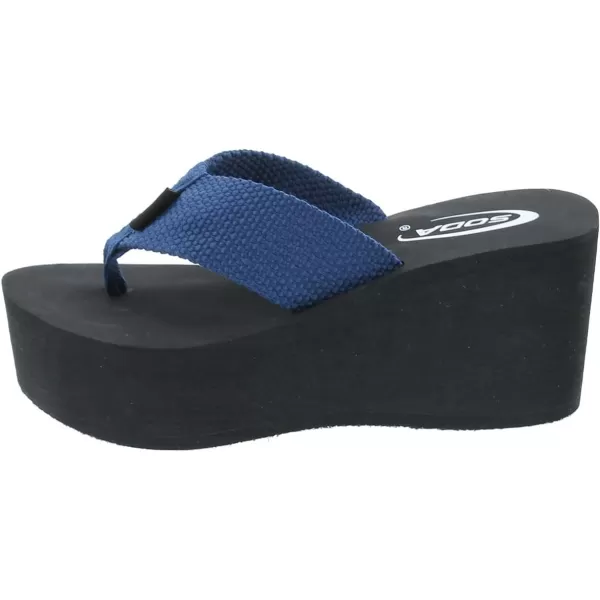 Soda OxleyS Womens EVA Flip Flop Slip on Platform SandalsNavy