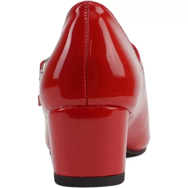 Soda Pela2  Little KidsChildrenGirls Closed Round Toe Mary Jane Ankle Strap Low Block Heel Pump ShoeLipstick Red Patent