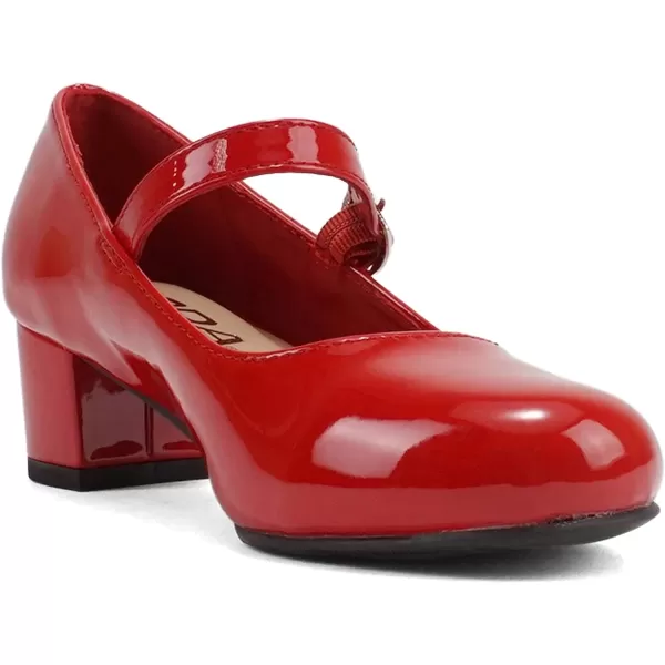 Soda Pela2  Little KidsChildrenGirls Closed Round Toe Mary Jane Ankle Strap Low Block Heel Pump ShoeLipstick Red Patent