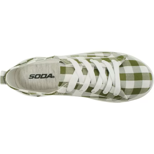 Soda Petal  Women Double Deck Bottom Sole Fashion Sneakers with Padded Comfortable SockGingham Khaki