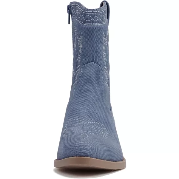 Soda Picotee Women Western Cowboy Cowgirl Stitched Ankle BootsDenim Blue