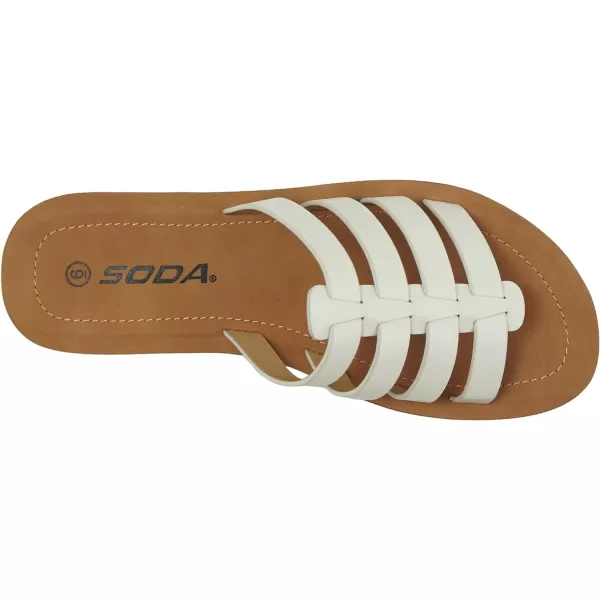 Soda RANKING  Women Fashion Comfortable Slide Slip On Flat Gladiator Fisherman Strap Fashion SandalsWhite Pu