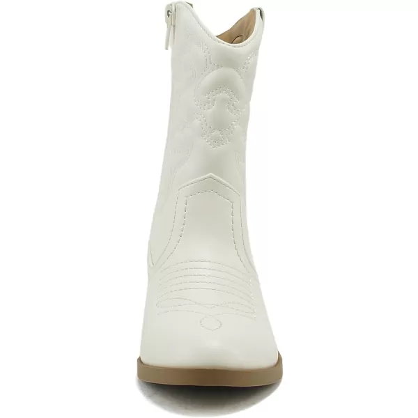 Soda RENO2 KidsGirlsChildren Western Cowboy Stitched Pointe Toe Low Heel Ankle Mid Shaft Fashion BootsWhite Pu