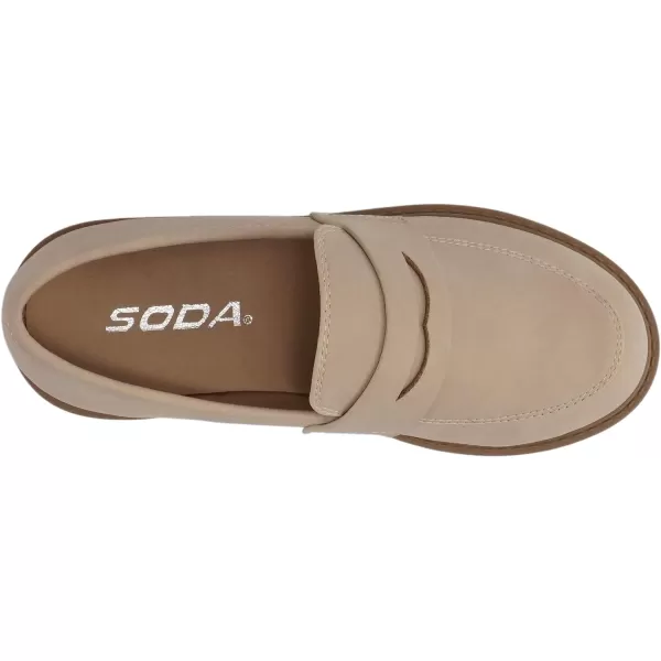 Soda Raya2  Little KidsChildrenGirls Round Toe Stitch Detail Lug Sole Low Heel Penny Loafer ShoeLight Blond Nubuck