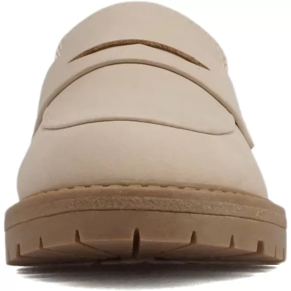 Soda Raya2  Little KidsChildrenGirls Round Toe Stitch Detail Lug Sole Low Heel Penny Loafer ShoeLight Blond Nubuck