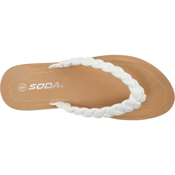 Soda STILL  Women Casual Comfort Braided Flip Flops Flat Fashion Thong SandalWhite