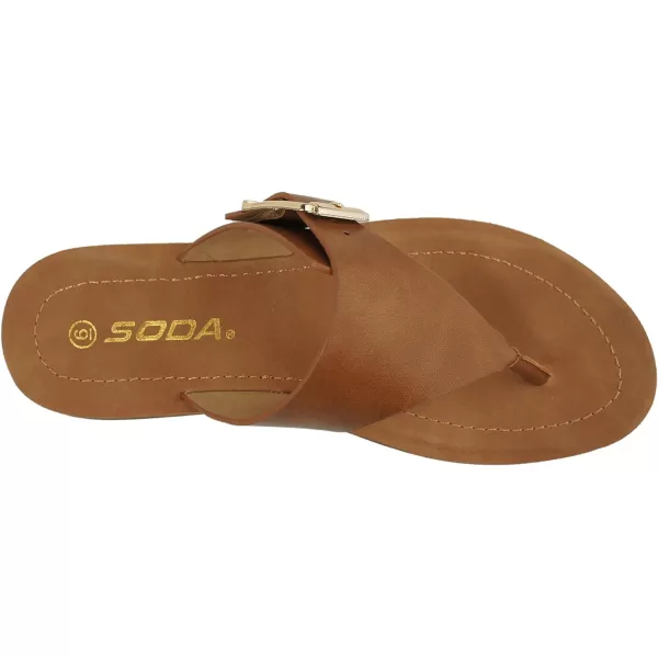 Soda SURI  Women Girls and teens Teepee thong flat sandal with side buckles Great for Spring and summer activities and tripsLight Tan Pu