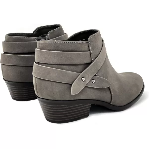 Soda SWEETEN Womens Fashion Closed Toe Multi Strap Ankle Bootie Block HeelGrey Sweeten