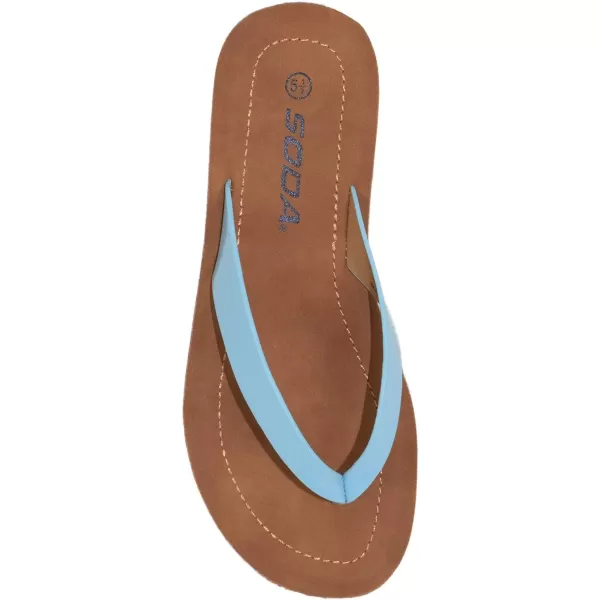 Soda Shoes Women Flip Flops Basic Plain Slippers Thongs Sandals Strap Casual Beach EllaSBlue Patent