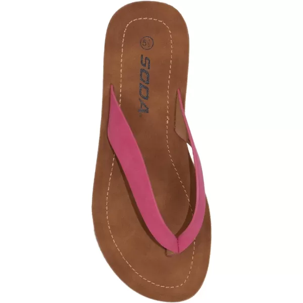 Soda Shoes Women Flip Flops Basic Plain Slippers Thongs Sandals Strap Casual Beach EllaSFuchsia