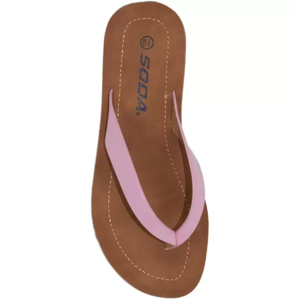 Soda Shoes Women Flip Flops Basic Plain Slippers Thongs Sandals Strap Casual Beach EllaSLight Pink Patent