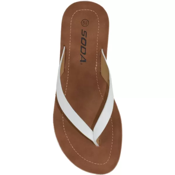 Soda Shoes Women Flip Flops Basic Plain Slippers Thongs Sandals Strap Casual Beach EllaSWhite