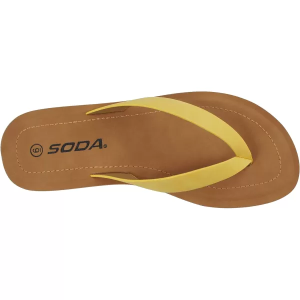 Soda Shoes Women Flip Flops Basic Plain Slippers Thongs Sandals Strap Casual Beach EllaSYellow Nubuck