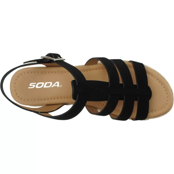 Soda TRADER  Women Open Toe Espadrille Flatform Platform Fashion Jute Wedge Fisherman Upper Sandals with Adjustable Ankle StrapBlack