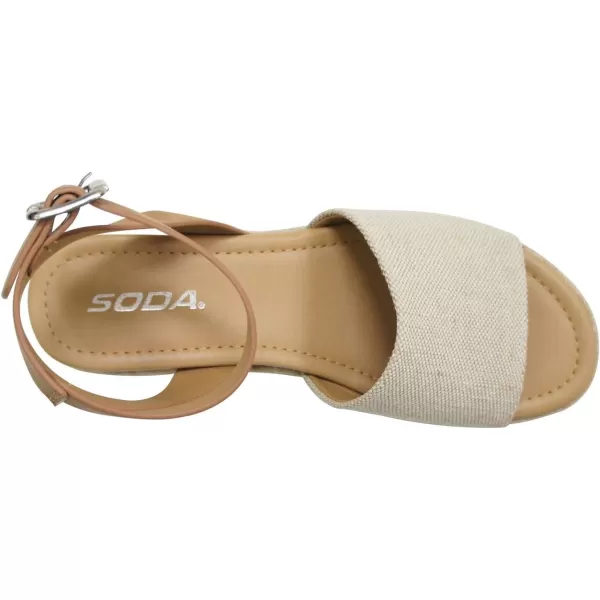 Soda Topic Open Toe Buckle Ankle Strap Espadrilles Flatform Wedge Casual SandalBeige CanvasTan