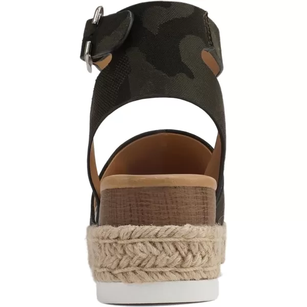 Soda Topic Open Toe Buckle Ankle Strap Espadrilles Flatform Wedge Casual SandalCamouflage