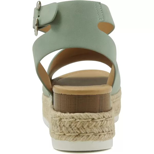 Soda Topic Open Toe Buckle Ankle Strap Espadrilles Flatform Wedge Casual SandalDmint Nbpu