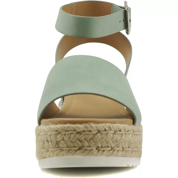 Soda Topic Open Toe Buckle Ankle Strap Espadrilles Flatform Wedge Casual SandalDmint Nbpu