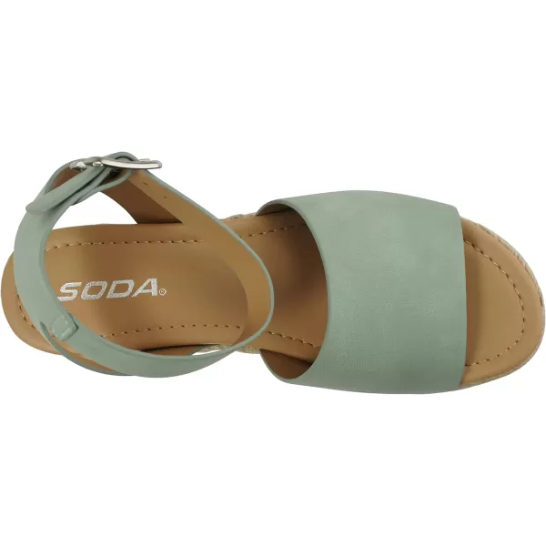 Soda Topic Open Toe Buckle Ankle Strap Espadrilles Flatform Wedge Casual SandalDmint Nbpu