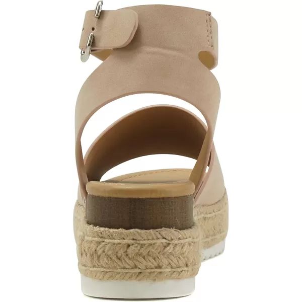 Soda Topic Open Toe Buckle Ankle Strap Espadrilles Flatform Wedge Casual SandalDusty Mauve