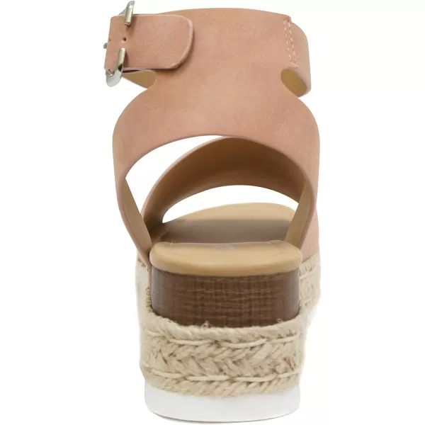 Soda Topic Open Toe Buckle Ankle Strap Espadrilles Flatform Wedge Casual SandalRosy Nude