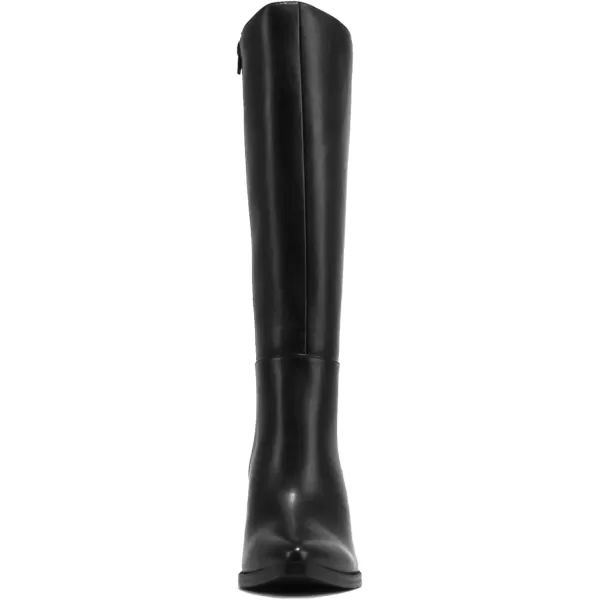 Soda VAPOR  Women Pointed Toe Medium Heel KneeHigh Boot with Side ZipperBlack Pu