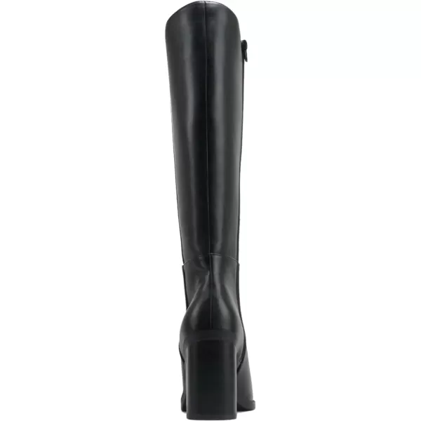 Soda VAPOR  Women Pointed Toe Medium Heel KneeHigh Boot with Side ZipperBlack Pu