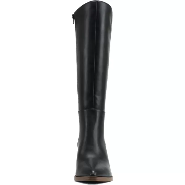 Soda VAPOR  Women Pointed Toe Medium Heel KneeHigh Boot with Side ZipperBlackTan Pu