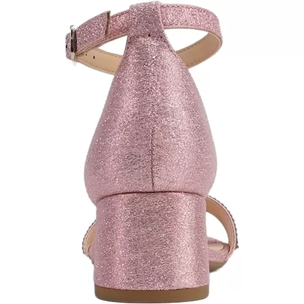 Soda VEIL2  Little KidsChildrenGirls Open Round Toe Rhinestone Closed Back Counter Ankle Strap Low Heel SandalPink Fabric