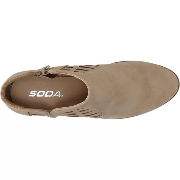 Soda Womens Closed Toe Multi Strap Ankle BootieBeige Nubuck