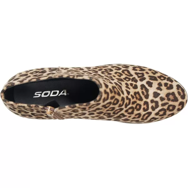 Soda Womens Closed Toe Multi Strap Ankle BootieCheetah Tan