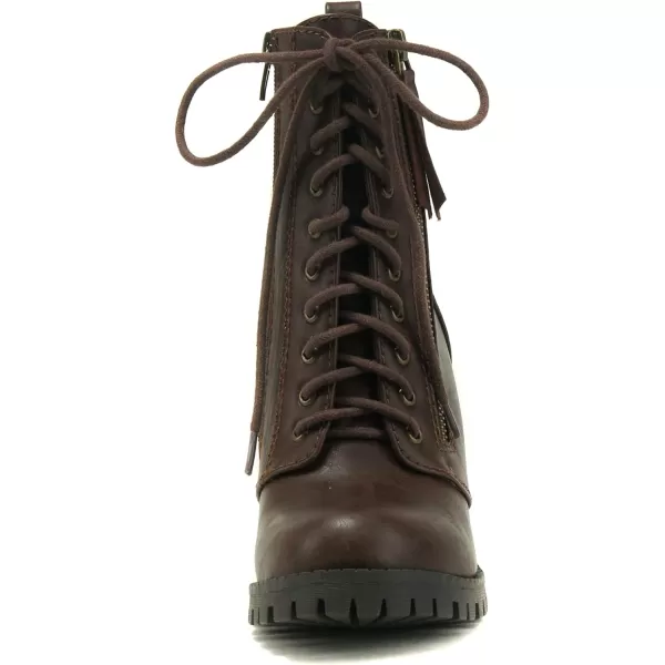 Soda Womens Malia Combat BootBrown