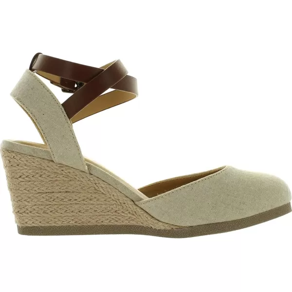 Soda Womens Request Closed Toe Espadrille Wedge SandalNaturalTan