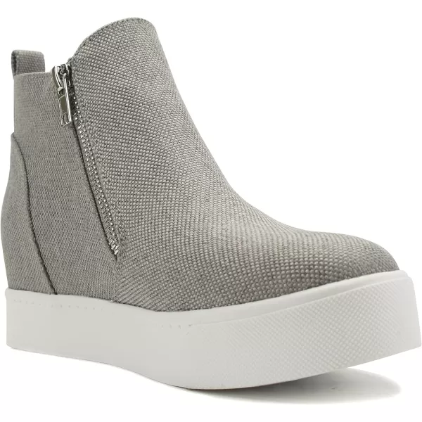 Soda Womens Taylor Nubuck Hight Top Slip On Fashion SneakersGrey Canvas