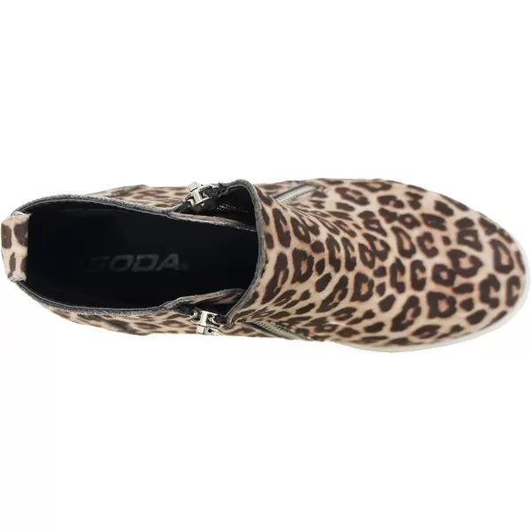 Soda Womens Taylor Nubuck Hight Top Slip On Fashion SneakersOatmeal Cheetah