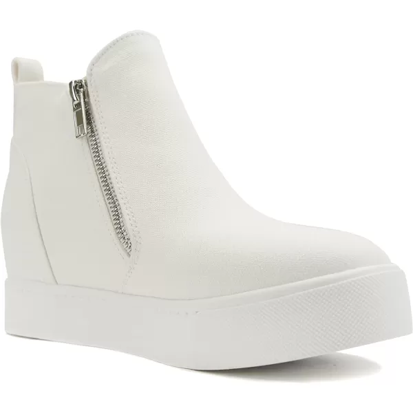 Soda Womens Taylor Nubuck Hight Top Slip On Fashion SneakersWhite Canvas