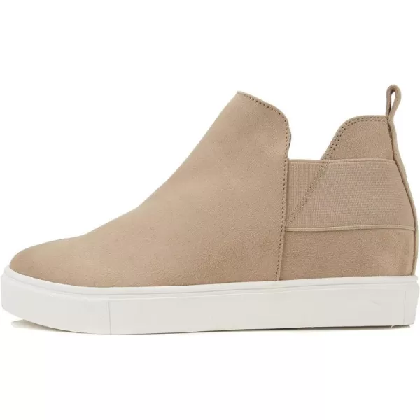 Soda DIANA  Slip On Hidden Wedge Ankle Boot Fashion Sneaker with elastic gore insetsLight Taupe