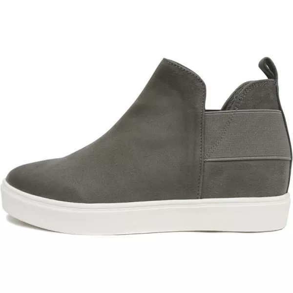 Soda DIANA  Slip On Hidden Wedge Ankle Boot Fashion Sneaker with elastic gore insetsMid Grey