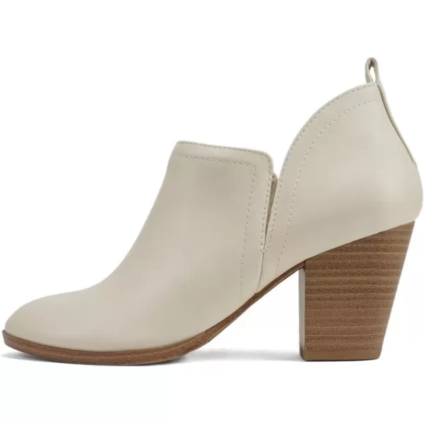 Soda GAMEY  Women Almond Toe VCut SlipOn Medium Stack Heel Ankle Bootie ShootieOff White Pu