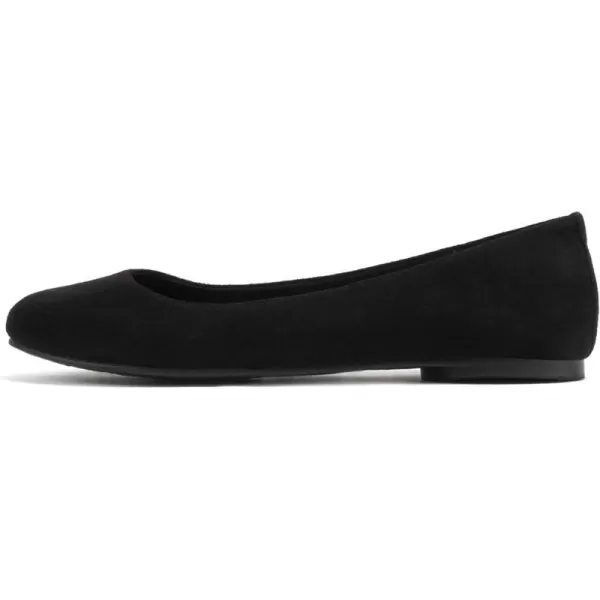 Soda Kreme Comfortable Basic Shoes Women Ballet Flat Round Toe Gel InsoleBlack Imitation Suede