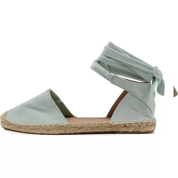 Soda Layout  Women Casual Close Toe Espadrille Fashion Flat Shoe with Ankle Wrap StrapLmint Imit Suede