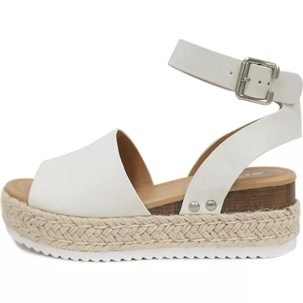 Soda Little KidsChildrenGirls TopicIIS Espadrille Flatform Wedge Open Toe SandalsWhite