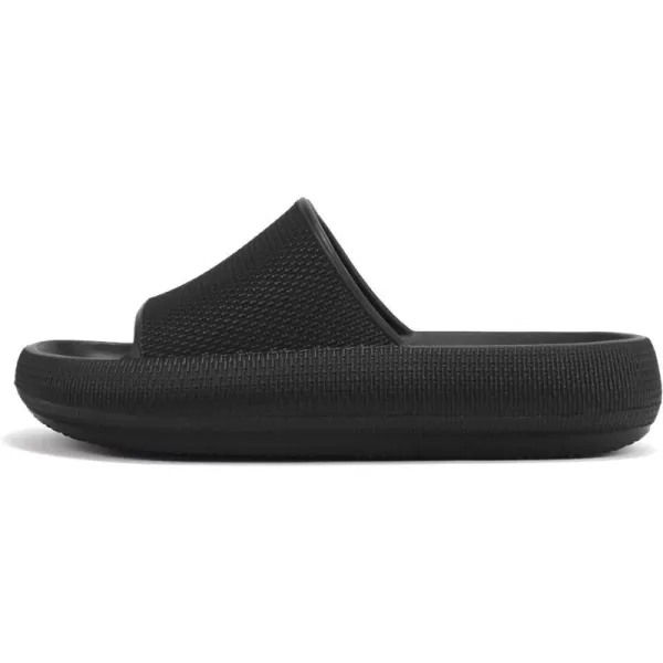 Soda MARSHMALLOW  Women Feather Recovery Slide Open Toe Lightweight Comfort Cushion SandalBlack Eva