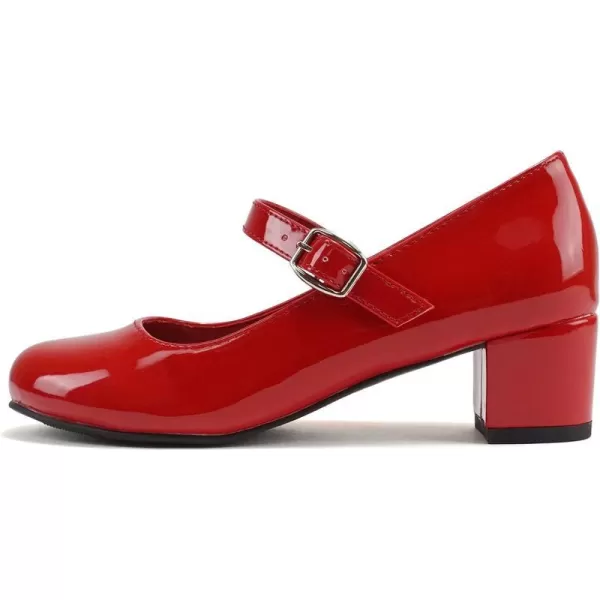 Soda Pela2  Little KidsChildrenGirls Closed Round Toe Mary Jane Ankle Strap Low Block Heel Pump ShoeLipstick Red Patent