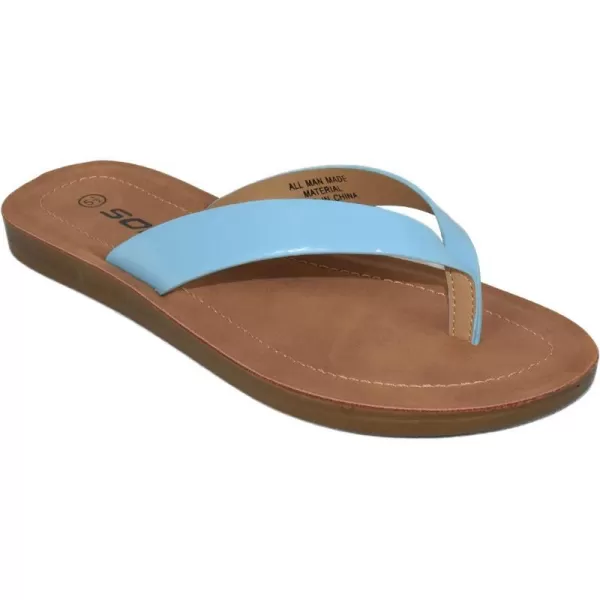 Soda Shoes Women Flip Flops Basic Plain Slippers Thongs Sandals Strap Casual Beach EllaSBlue Patent