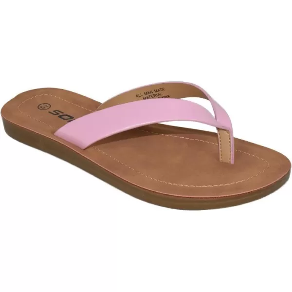 Soda Shoes Women Flip Flops Basic Plain Slippers Thongs Sandals Strap Casual Beach EllaSLight Pink Patent