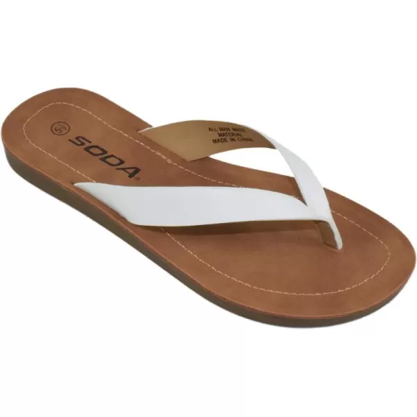 Soda Shoes Women Flip Flops Basic Plain Slippers Thongs Sandals Strap Casual Beach EllaSWhite