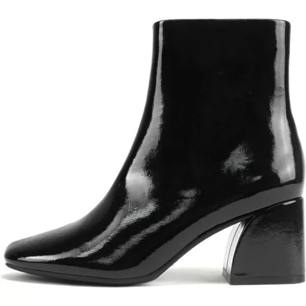 Soda ULTRA  Women Snip Toe Low Flare Heel Ankle Boot Bootie with Side ZipperBlack Patent