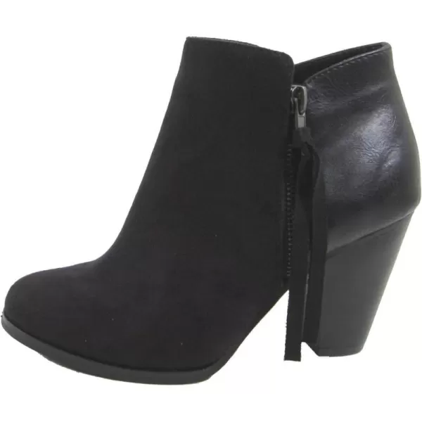 Soda Womens Ages Tassel Zip Chunky Heel BootieBlack